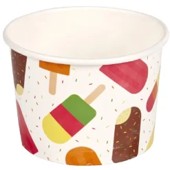 Pot à glace en carton motifs bâtonnets x8