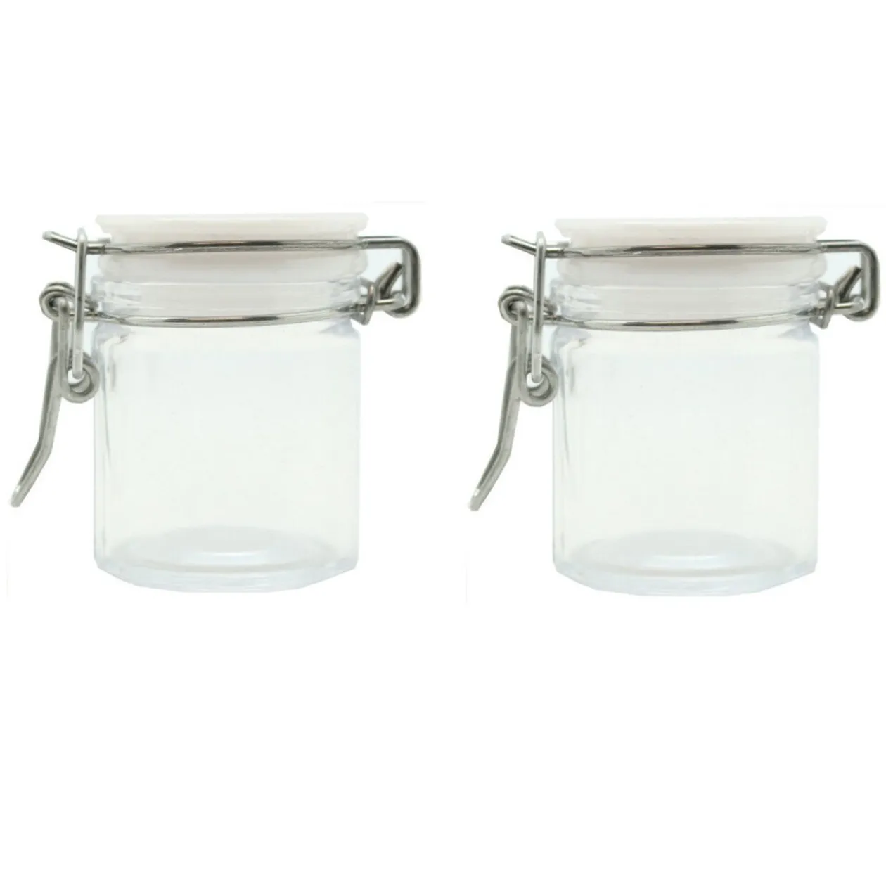 Pot transparent avec couvercle hermétique x2