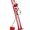Père Noël animé et musical escaladant une échelle H. 110 cm