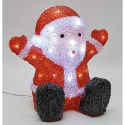 Père Noël assis lumineux 30 LED rouge et blanc