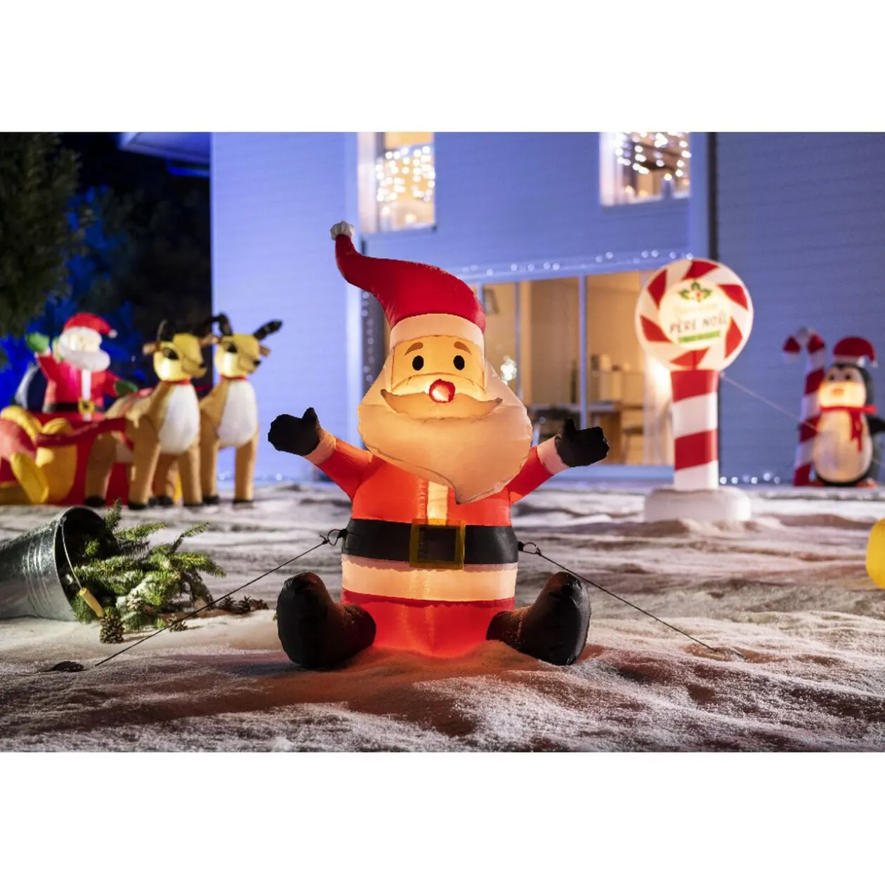 Père Noël gonflable et lumineux 1 LED