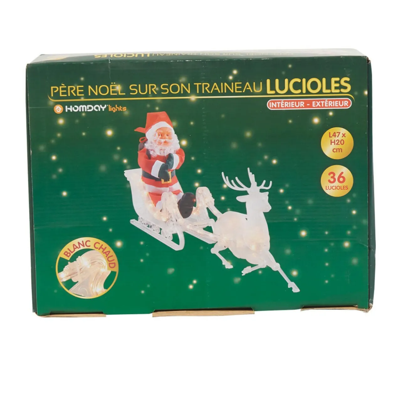 Père Noël sur traineau lumineux