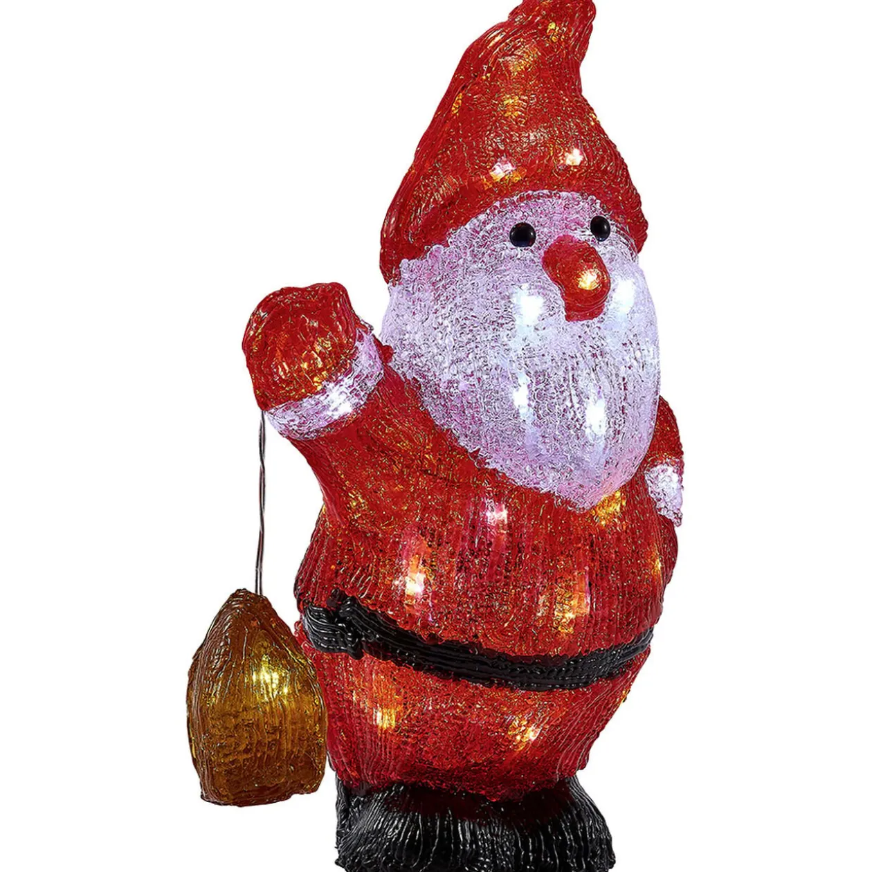 Père-Noël lumineux avec lanterne 35 LED rouge et blanc