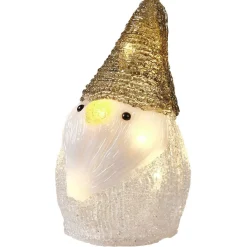 Père-Noël lutin lumineux acrylique H17cm 10 LED blanc chaud