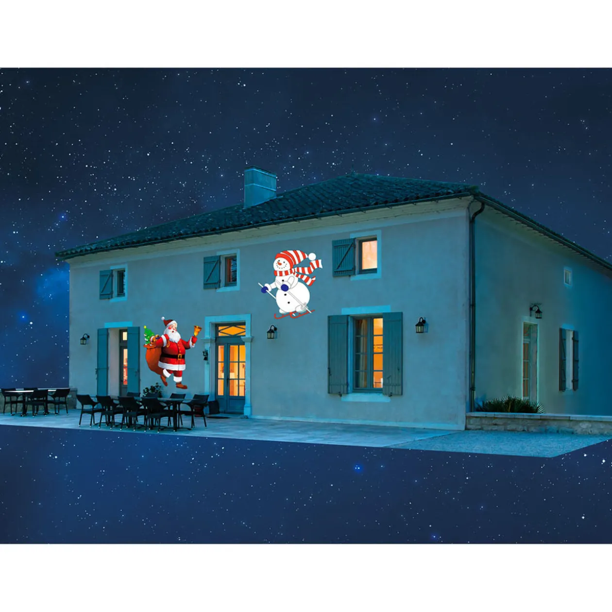 Projecteur animé musical Père-Noël et bonhomme de neige 8 LED