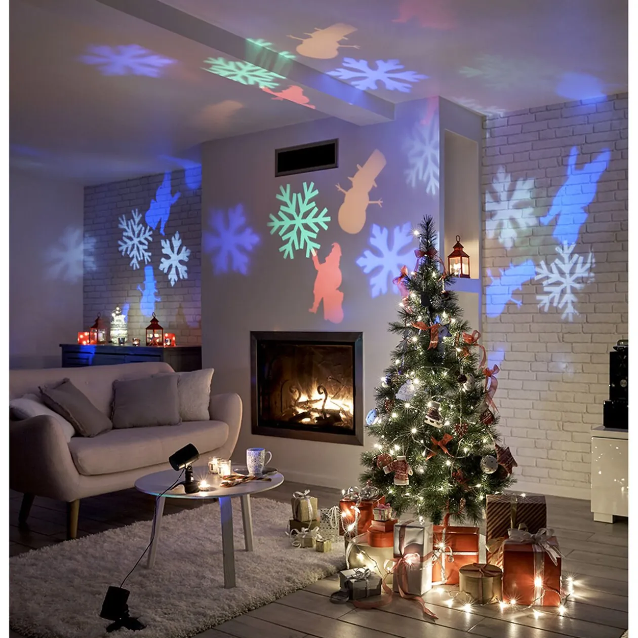 Projecteur de Noël LED animé flocons personnages multicolores
