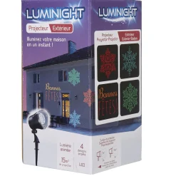 Projecteur de Noël LED animé flocon Bonnes Fêtes