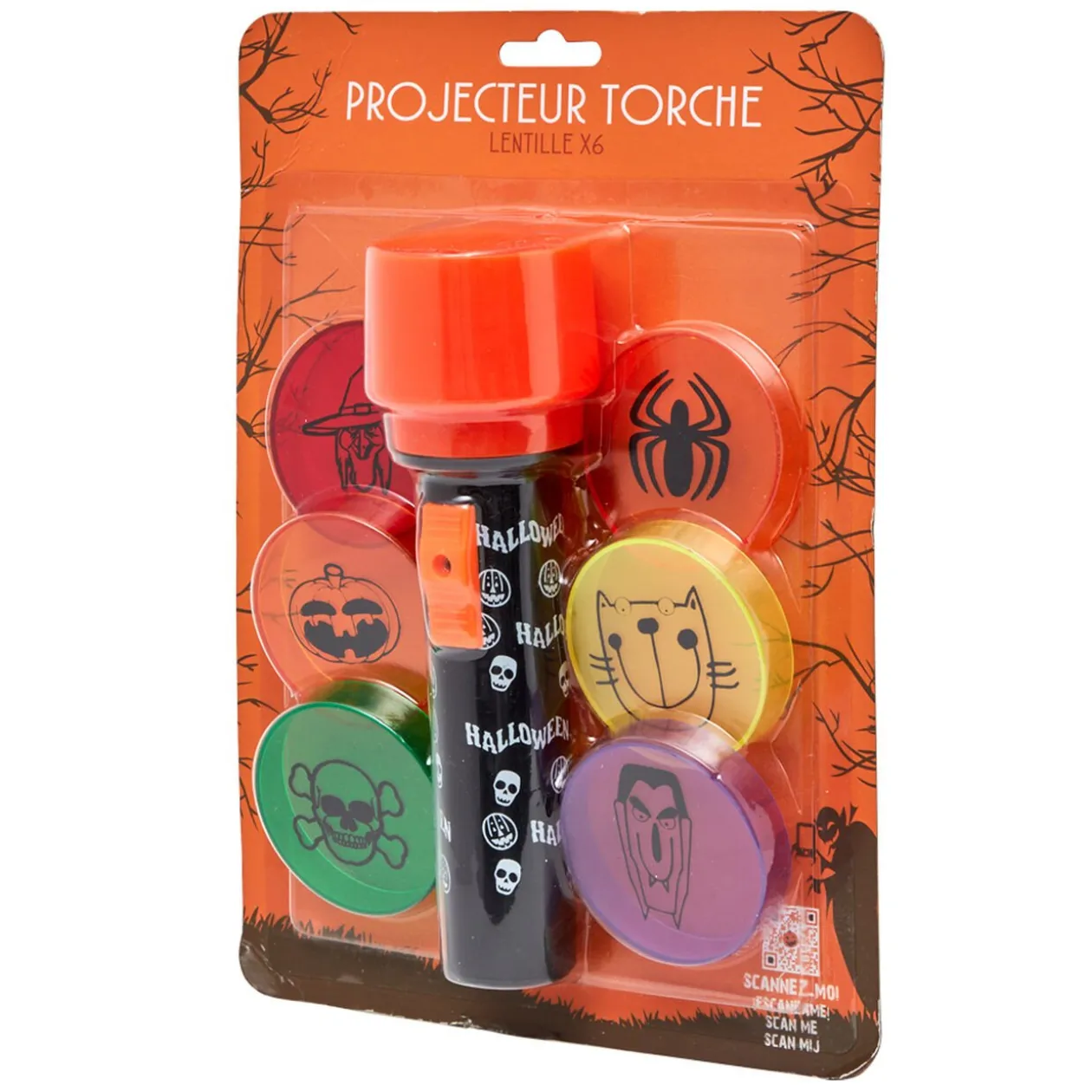 Projecteur lampe torche 6 lentilles Halloween
