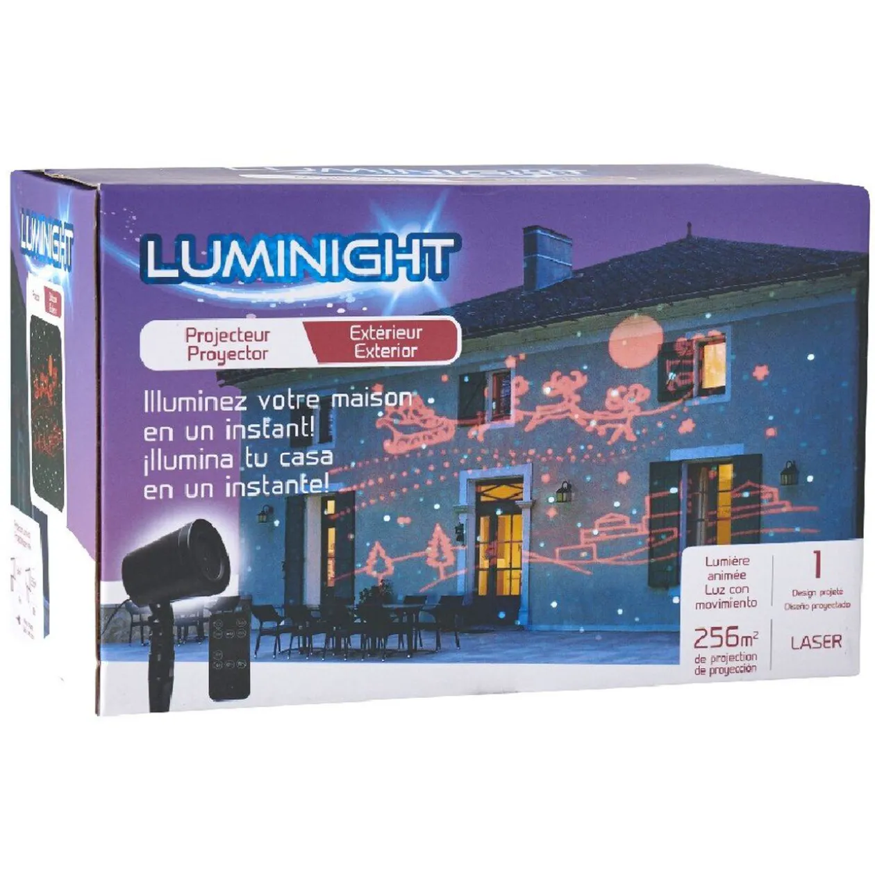 Projecteur laser animé motifs rennes et paysage extérieur