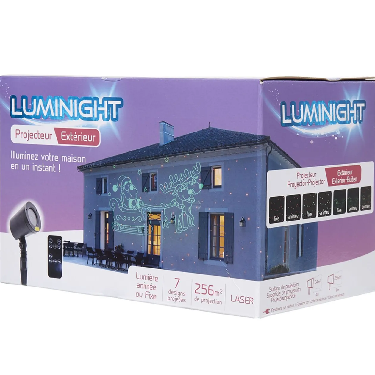 Projecteur laser animé ou fixe motifs Père Noël et points