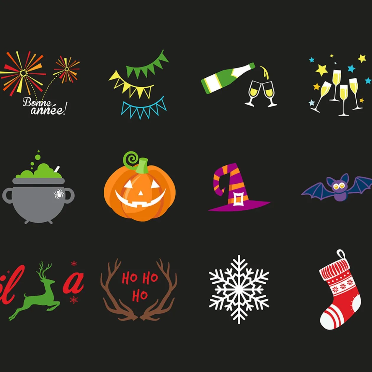 Projecteur LED animé 3 fêtes Halloween Noël et nouvel an