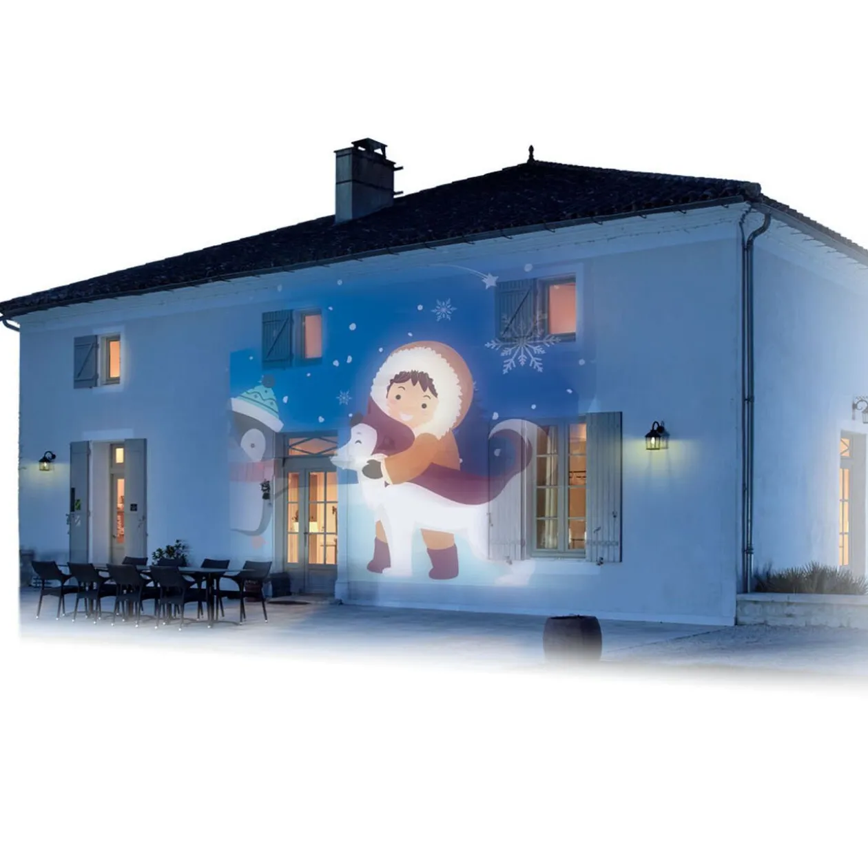Projecteur LED extérieur animé et musical thème hiver Noël