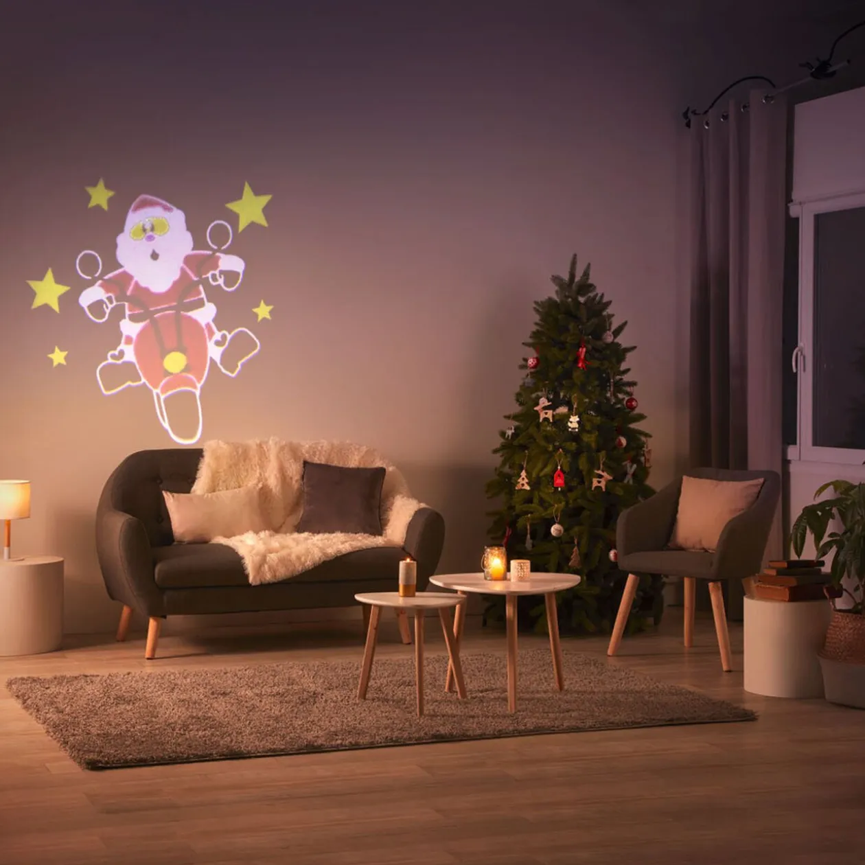 Projecteur musical père Noël animé intérieur 3 LED