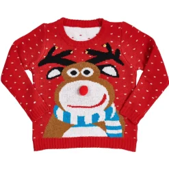 Pull de Noël fantaisie enfant rouge ou noir