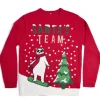 Pull de Noël inscription Santa's Team Ours rouge S/M ou L/XL