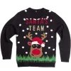 Pull de Noël inscription Santa's Team Renne noir S/M ou L/XL