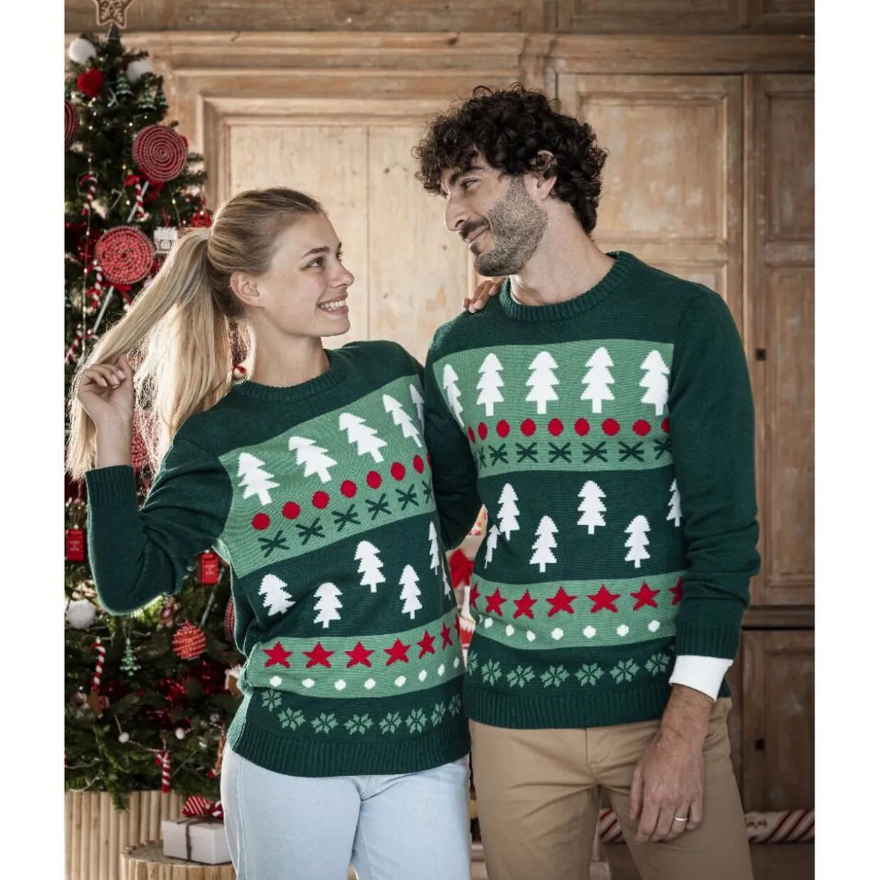 Pull de Noël vert adulte - Taille unique