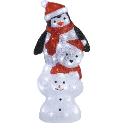 Pyramide bonhomme de neige ourson et pingouin lumineux