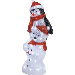 Pyramide bonhomme de neige ourson et pingouin lumineux