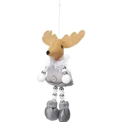 Renne de Noël à suspendre en tissu H16 cm
