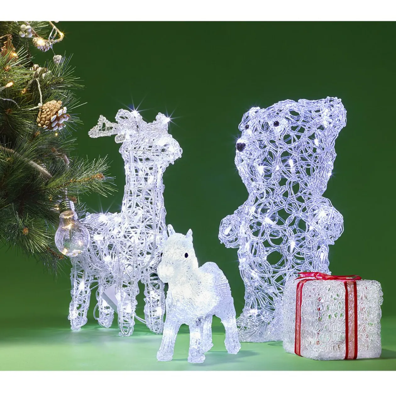 Renne de Noël lumineux blanc froid 30 led