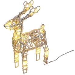 Renne de Noël lumineux métal et rotin 10LED blanc chaud H21cm