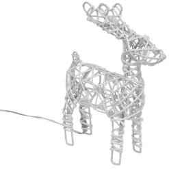 Renne de Noël lumineux métal et rotin 10LED blanc chaud H21cm