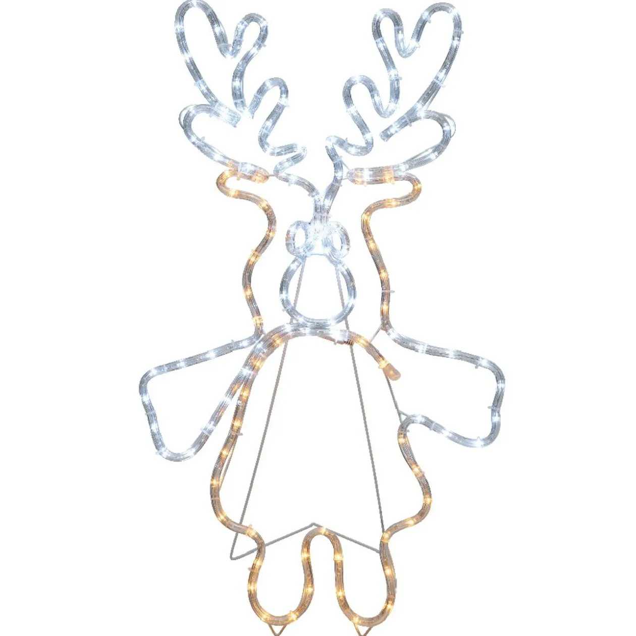 Renne néon lumineux jaune et blanc Noël