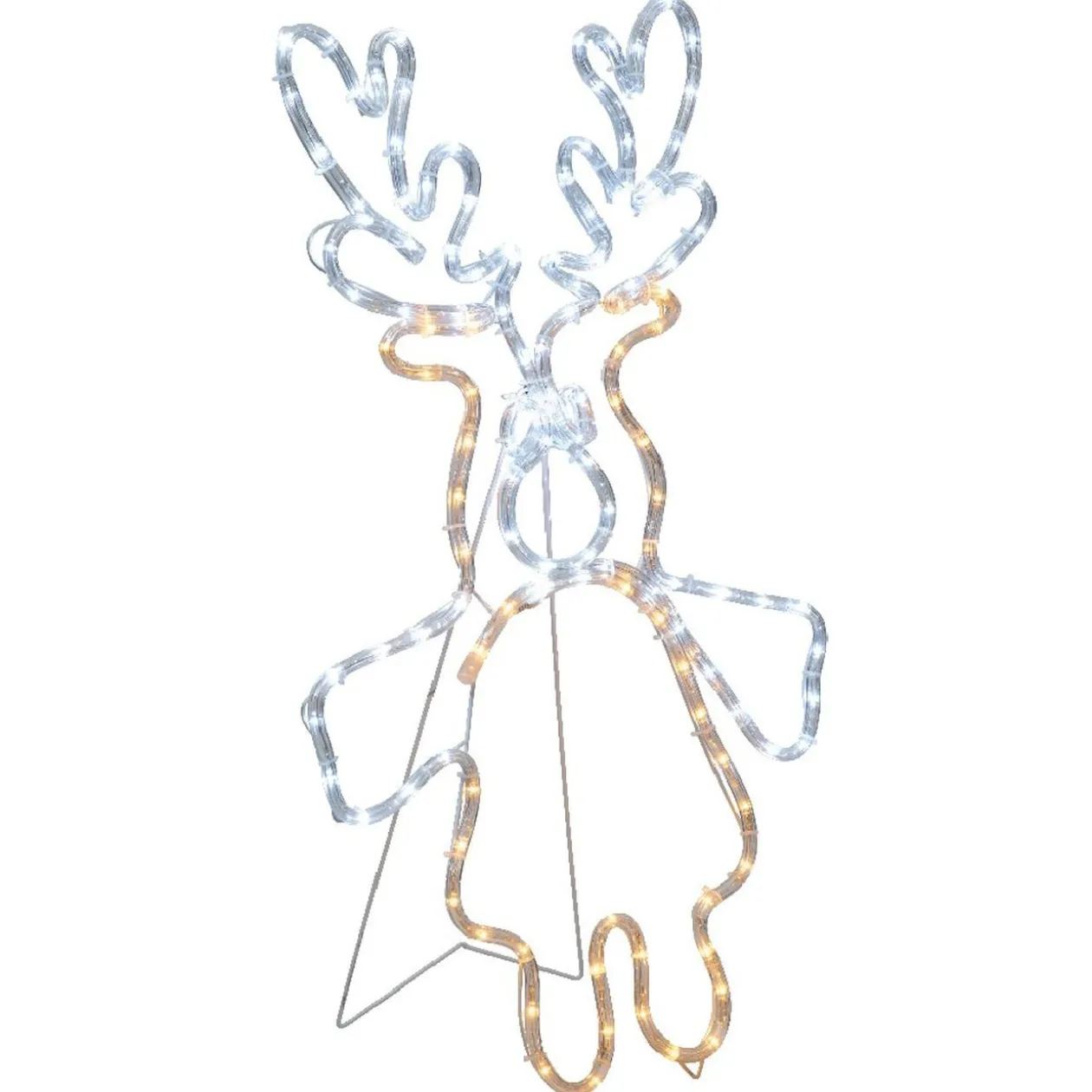 Renne néon lumineux jaune et blanc Noël