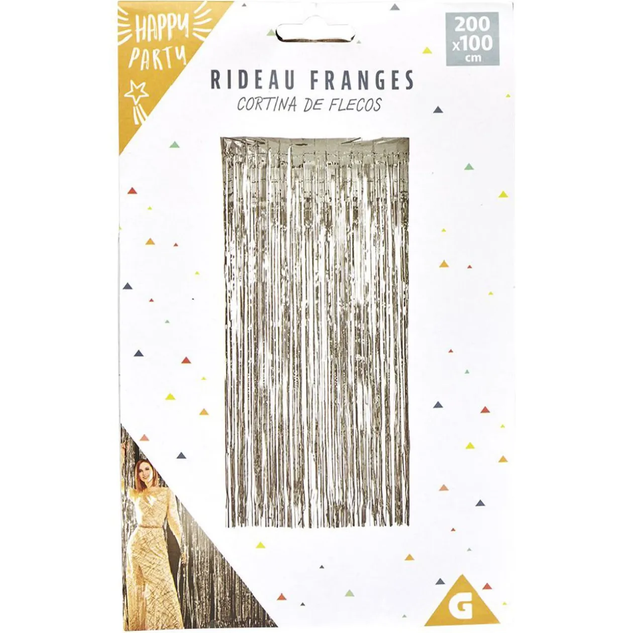 Rideau à franges argenté ou doré