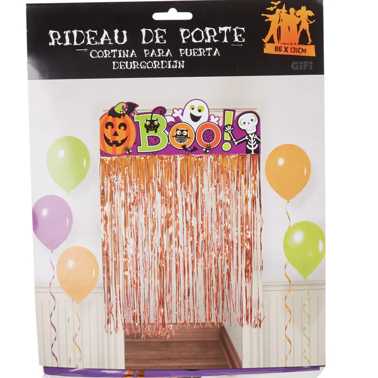 Rideau décoration de porte Halloween multicolore