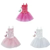 Robe de princesse x3 blanc rose clair et fuchsia