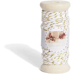 Rouleau fil coton blanc et doré 15m