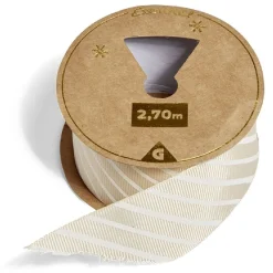Rouleau ruban imprimé diagonal blanc et beige 2,7m
