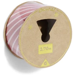 Rouleau ruban imprimé diagonal rouge et blanc 2,7m