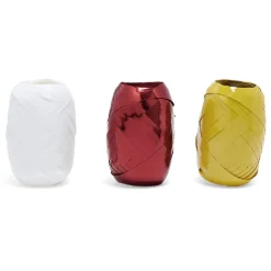 Ruban bolduc brillant blanc rouge doré x3