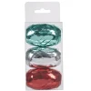 Ruban bolduc brillant rouge argenté vert x3