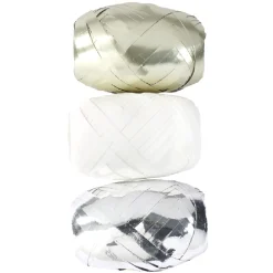 Ruban bolduc doré blanc argenté x3