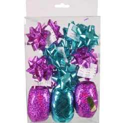 Ruban bolduc et noeud rose bleu