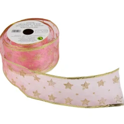 Ruban organza rose doré à paillettes 2,75 m