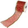 Ruban pour emballage cadeau rouge à paillettes