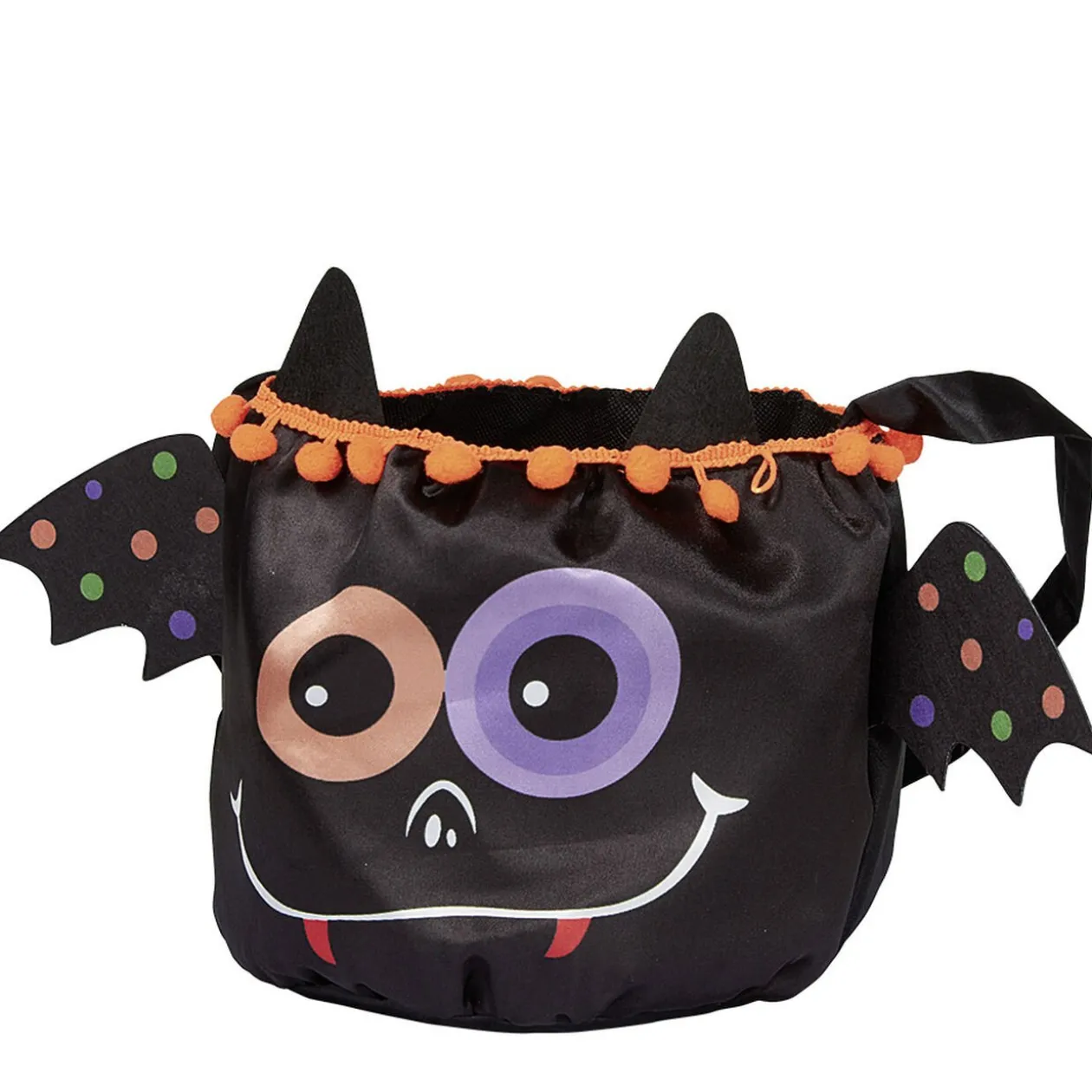 Sac à bonbons Halloween design chauve-souris noir et multicolore