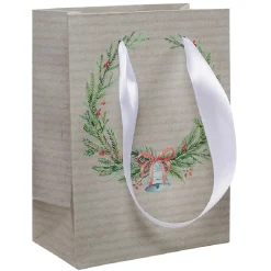 Sac à cadeau petit format thème nature vert, brun ou rouge