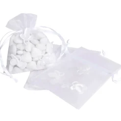 Sac à dragées blanc design tétine x6