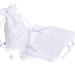 Sac à dragées en jute blanc x6
