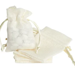 Sac à dragées en jute ivoire x6