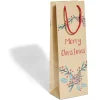 Sac bouteille Noël papier recyclé marron 12x8,5xH35cm - 3 modèles