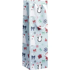 Sac cadeau à bouteille imprimé Noël