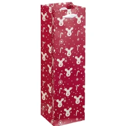 Sac cadeau bouteille motif Noël blanc rouge