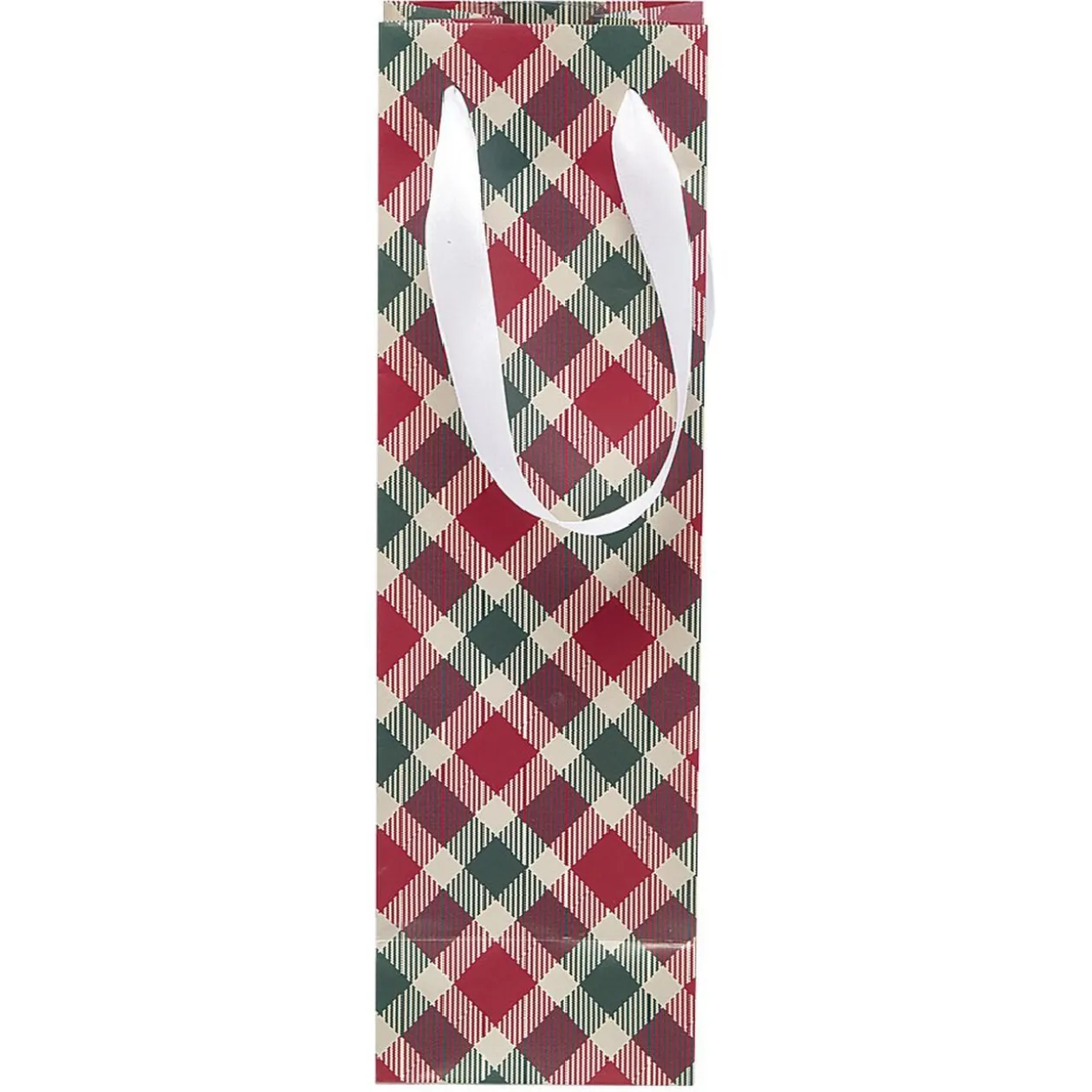 Sac cadeau bouteille rouge motif flocon ou tartan